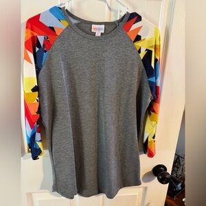 LuLaRoe Gray Shirt with stars on sleeve. Size Medium